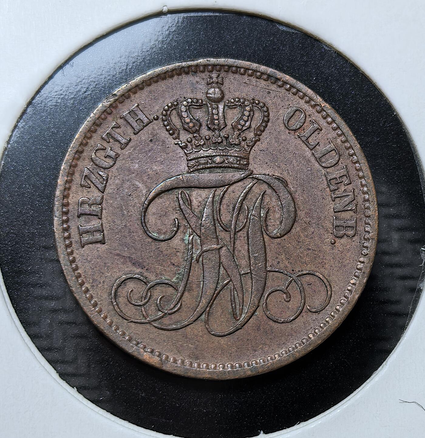 外国优质银币克朗币纪念章，每周六晚九点倒数截拍，满百包邮可寄存，持续收拍 德意志奥尔登堡大公国1869年3芬尼铜币，彼得二世在位时期铸造，属地方流通辅币，是德意志统一前邦国货币体系的实物见证。