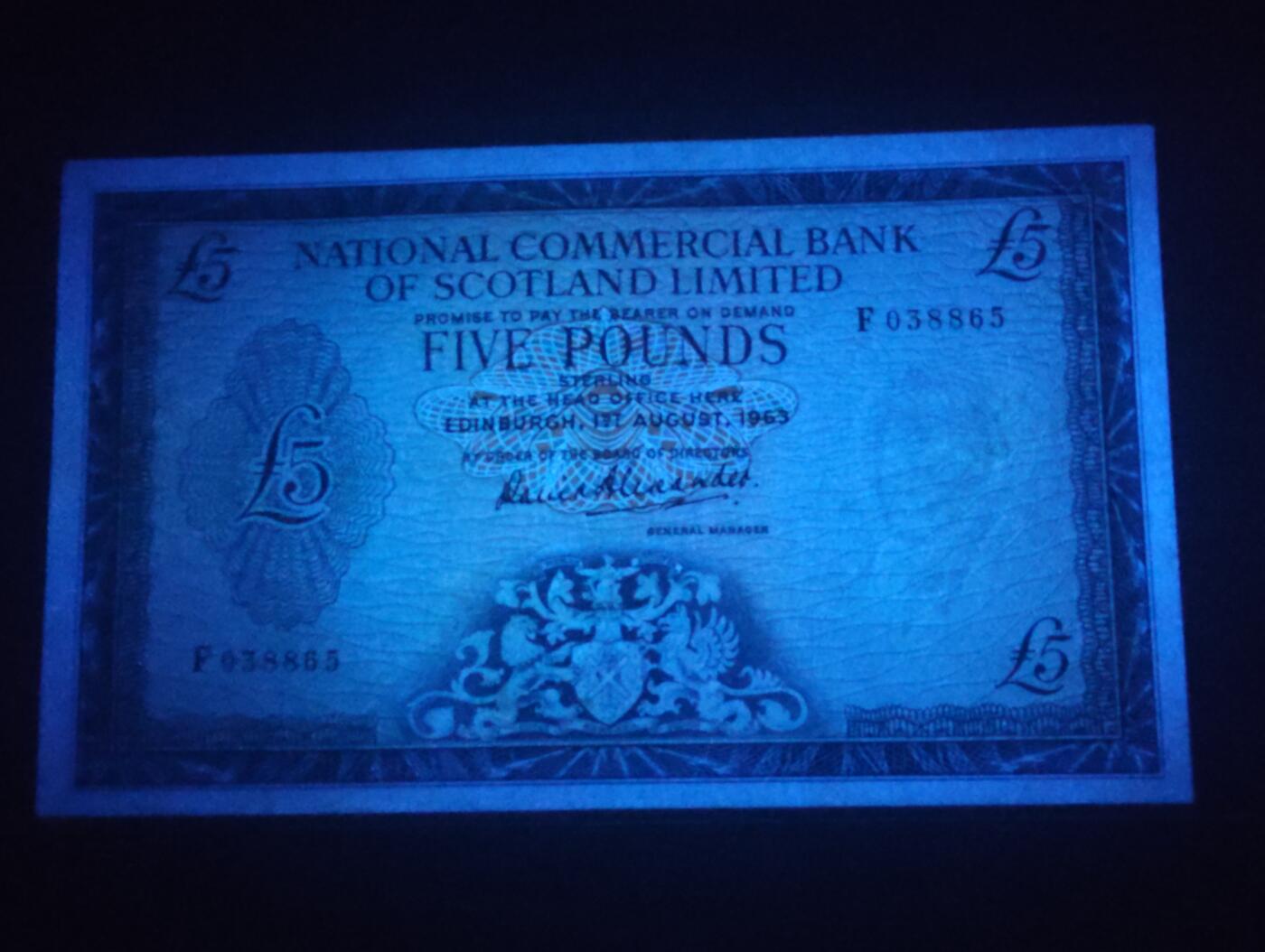 2026四月第一期，总222期 苏格兰国家商业银行1963年5镑UNC- 少见早期商业银行品种