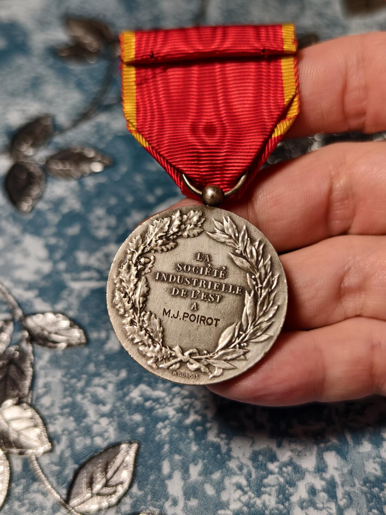 抚柳草堂-第二十二期章牌钱币  奖章勋章 满百包邮 放漏专场 法国19世纪末-20世纪初 东部工业协会银质劳动奖章（银级）法国著名章牌雕刻师 亨利·迪布瓦（Henri Alfred Auguste Dubois, 1859-1943） 作品  950银 重25.7g  实发版