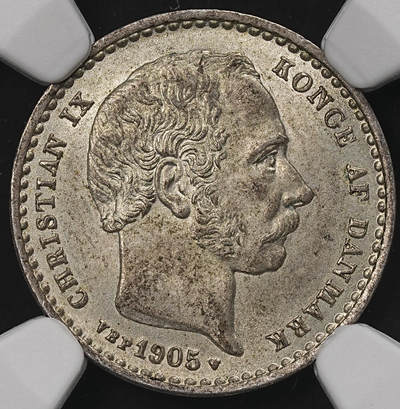 修遠堂世界钱币第110期 - NGC MS65  1905年丹麦海豚25欧尔银币