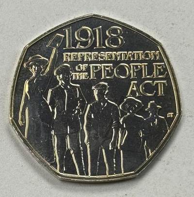 S&S Numismatic世界钱币-拍卖 第125期  - 英国2018年 人民代表法案通过100周年 50便士纪念币 BU级别