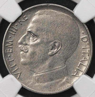 修遠堂世界钱币第110期 - NGC AU50 1921年意大利50分，稀少齿边版