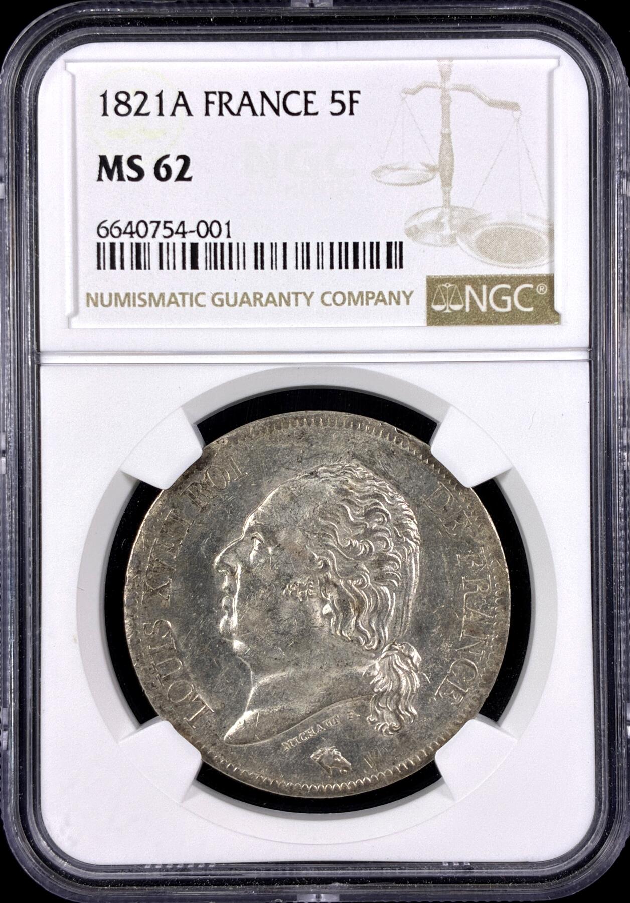 【雨安】【直播拍卖】【第0131期-评级币章】2026-04-04 周六 19:30 (金价1060, 银价18.08)  [评级法国] France 法国 5法郎 KM#0711 (1816-1824) 路易十八  NGC-MS62