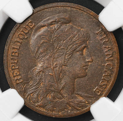 修遠堂世界钱币第110期 - NGC AU58BN 1899年法国5分铜币