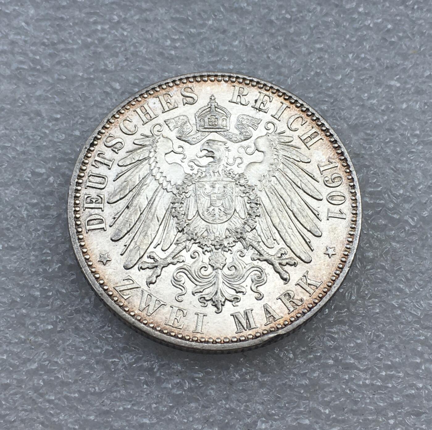 世界钱币专场拍卖 每周二开拍 1901年德国普鲁士建国200周年2马克银币