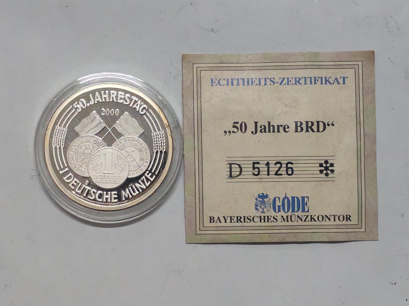 韵星假日军品类拍卖第51期  -- Rimey Holidays Militaria Auction 51 联邦德国成立五十周年千禧年纪念币带原盒原证 限量带编号 造币局原包装