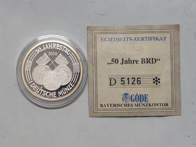 韵星假日军品类拍卖第51期  -- Rimey Holidays Militaria Auction 51 - 联邦德国成立五十周年千禧年纪念币带原盒原证 限量带编号 造币局原包装