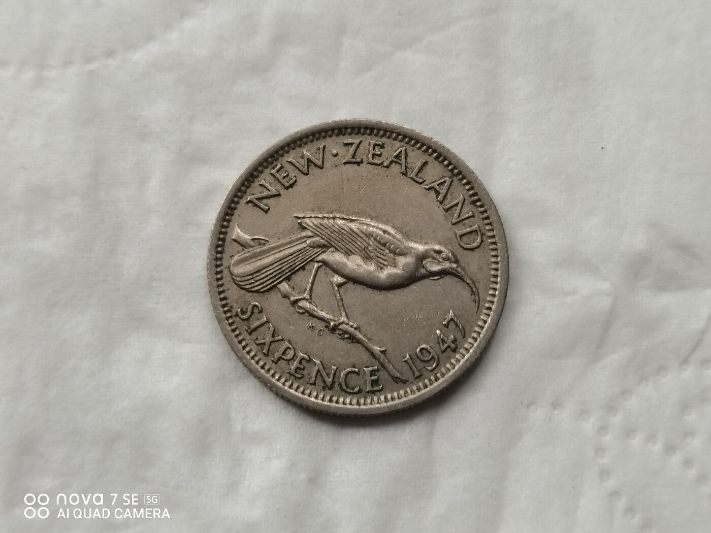 银币 1947年新西士6便士银币