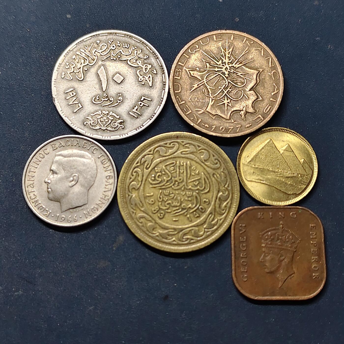 【全场包邮】纯粹捡漏拍518场 世界各国各年份散币6枚一组-埃及+法国+希腊等