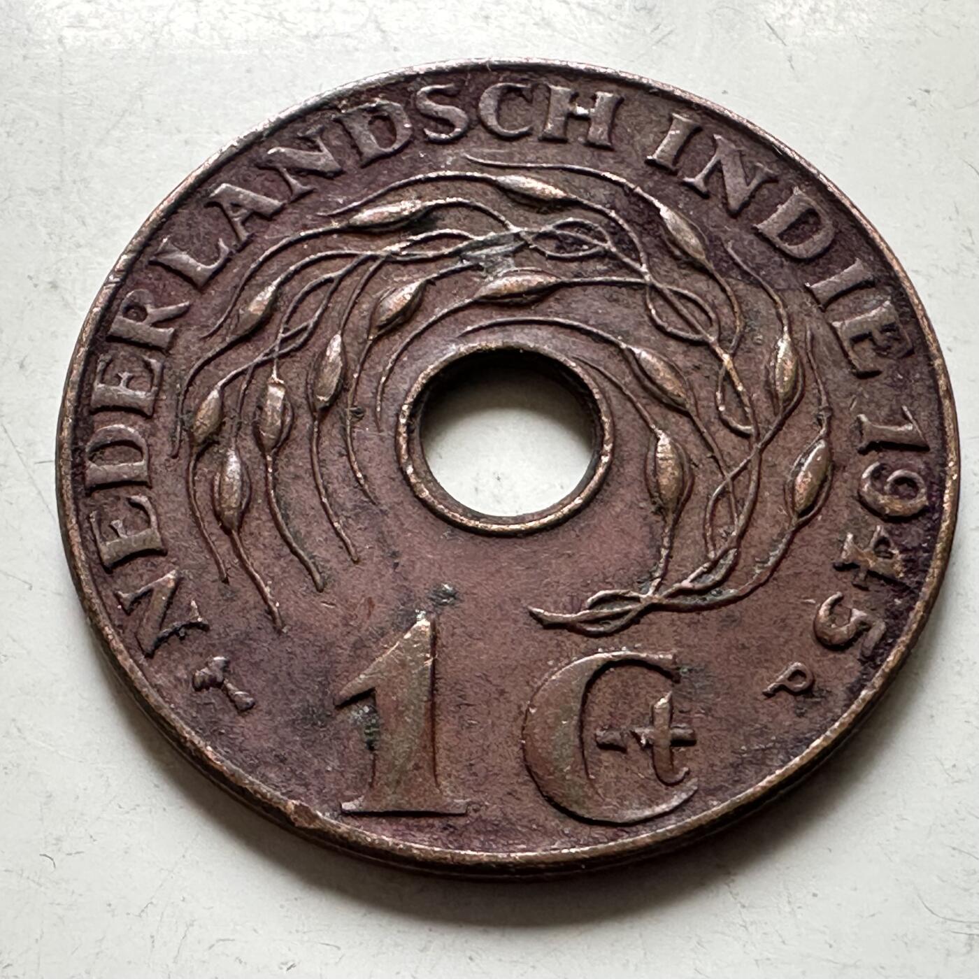 🌹外币初藏🌹🐯2026年第37场   每周二四六晚8️⃣点 接代拍 荷属东印度 1945年 1 分铜币（P版）费城造币厂
