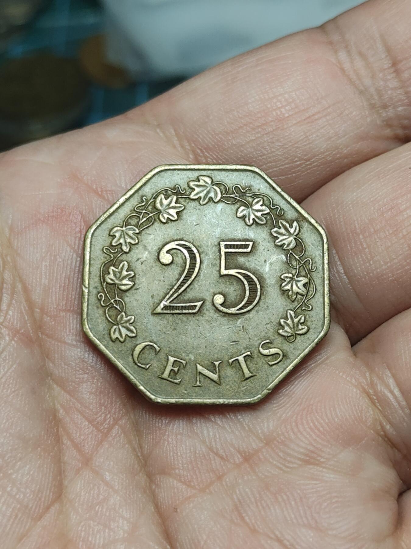 2026年第四十场(总第二百零九场）外国好品散币场(免佣金) 马耳他🇲🇹1975单年份25分(第一套流通硬币，黄铜材质版)