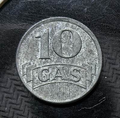 外国优质银币克朗币纪念章，每周六晚九点倒数截拍，满百包邮可寄存，持续收拍 - 荷兰哈灵根市1942年10GAS待用币，用于兑换煤气服务或商品，是 20 世纪荷兰市政公用事业的实物见证，承载了近代城市公共服务的历史印记。