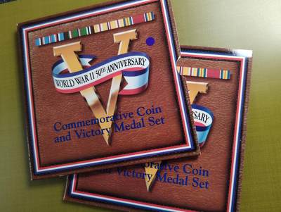 布加迪🐬～世界钱币(上海)🌾第 285 期 /  各国套币和散币 - 美国🇺🇸 1995年 二战胜利50周年一币一章纪念卡册