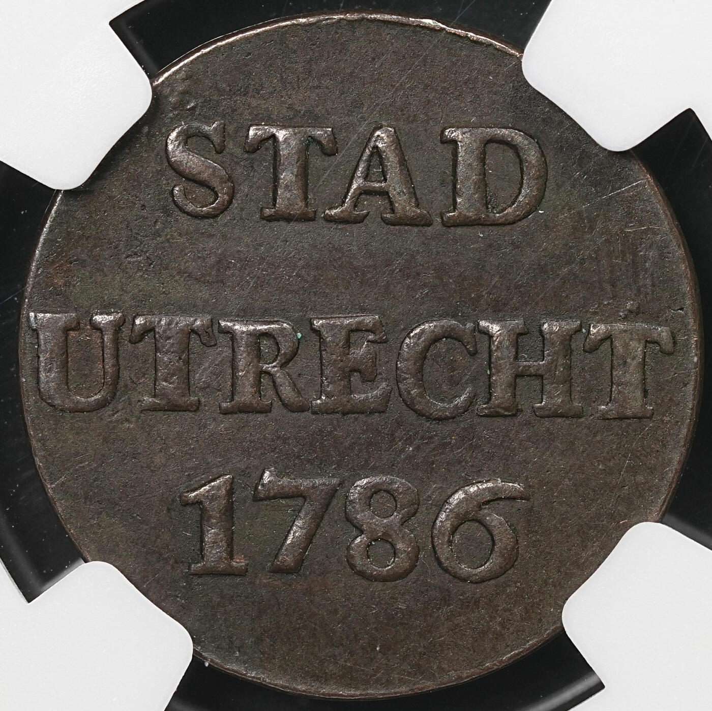 修遠堂世界钱币第110期 NGC XF45BN 1786 年荷兰乌得勒支省1杜特铜币