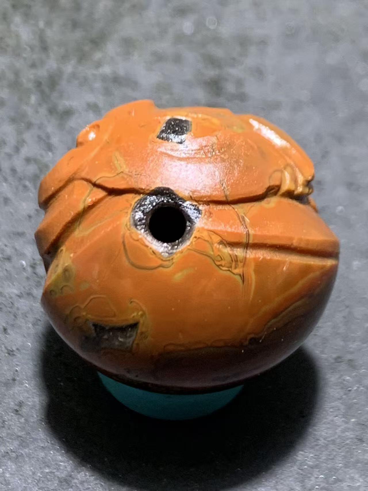 精美亚光草花纹战国红玛瑙手工俏色巧雕大象2.0圆珠一个