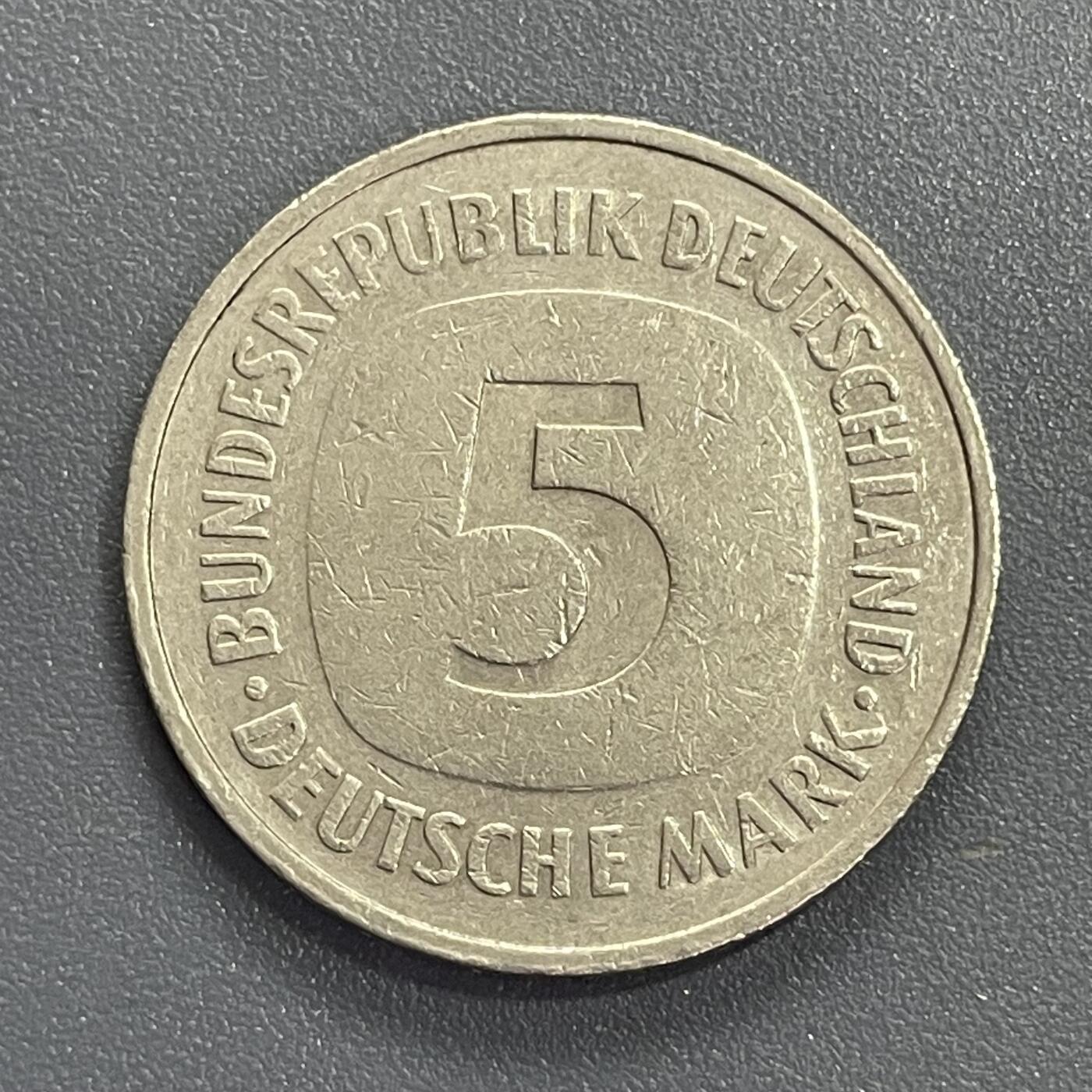 回流0405 联邦德国（西德）1976年5马克 D厂标（慕尼黑造币厂）