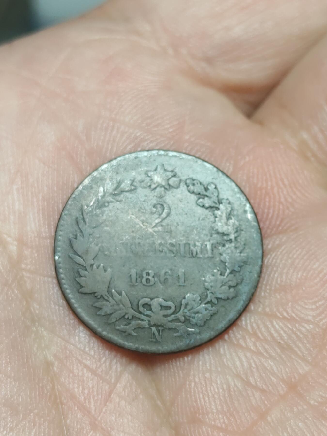 2026年第四十场(总第二百零九场）外国好品散币场(免佣金) 意大利王国1861年2分(维托里奥·埃马努埃莱二世时期，N标那不勒斯造，首发年仅发行2年)