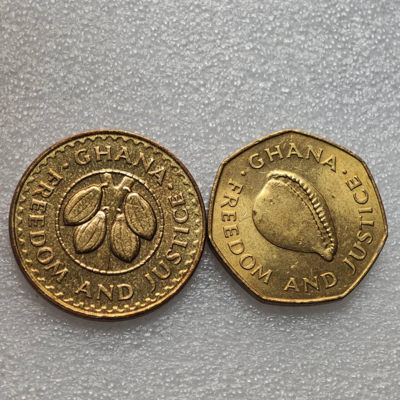  【淘币小摊】限时拍第八百九十二拍   教皇国塞舌尔加纳危地马拉场    每周一统一发货 加纳1979年2枚铜币好品 km18-19