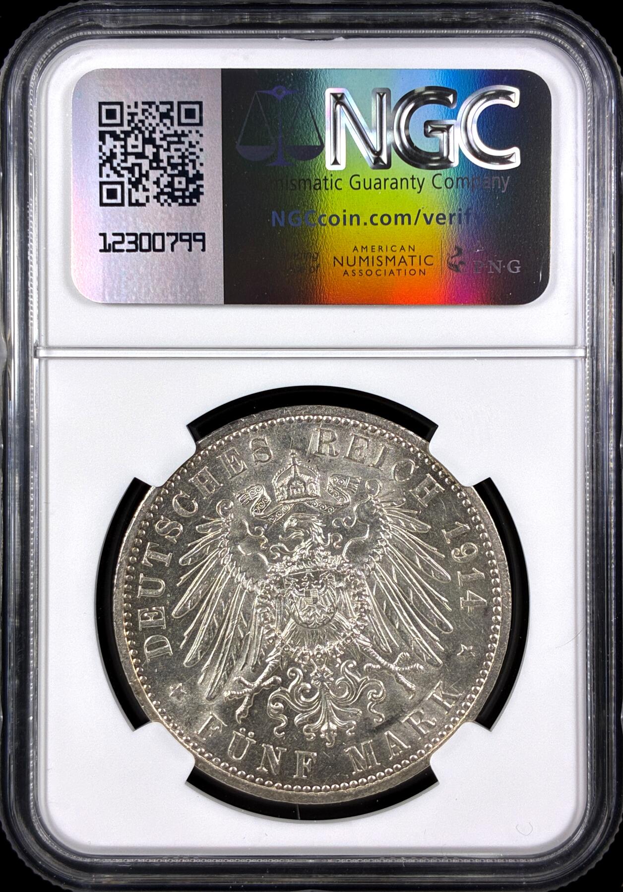 【雨安】【直播拍卖】【第0131期-评级币章】2026-04-04 周六 19:30 (金价1060, 银价18.08)  [评级德国] Germany 德国 帝国 J.114 普鲁士 5马克 (1913-1914) 军装 1914年  NGC-MS62