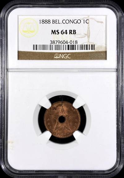 【雨安】【直播拍卖】【第0131期-评级币章】2026-04-04 周六 19:30 (金价1060, 银价18.08)  - [评级非洲] Belgian Congo 比属刚果 1分 1888年  NGC-MS64