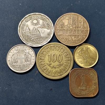 【全场包邮】纯粹捡漏拍518场 - 世界各国各年份散币6枚一组-埃及+法国+希腊等