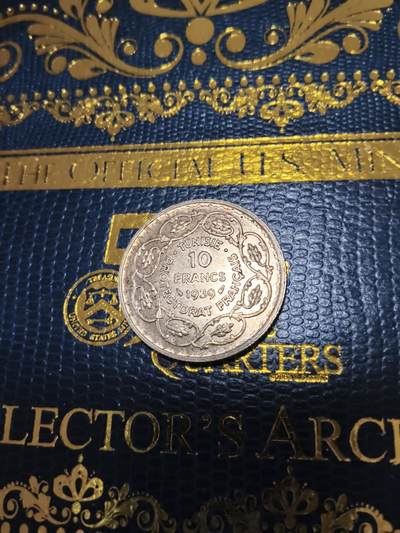 长老汇马年精选第十五场拍卖 - 1939突尼斯10法郎银币，10克680银，未流通品