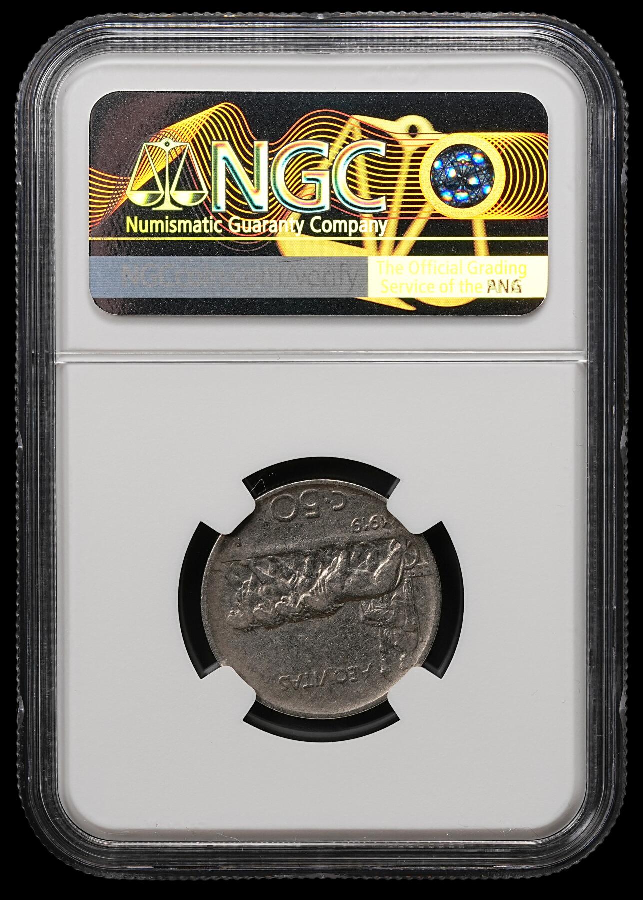 修遠堂世界钱币第110期 NGC XF45 1919年意大利50分，稀少齿边版