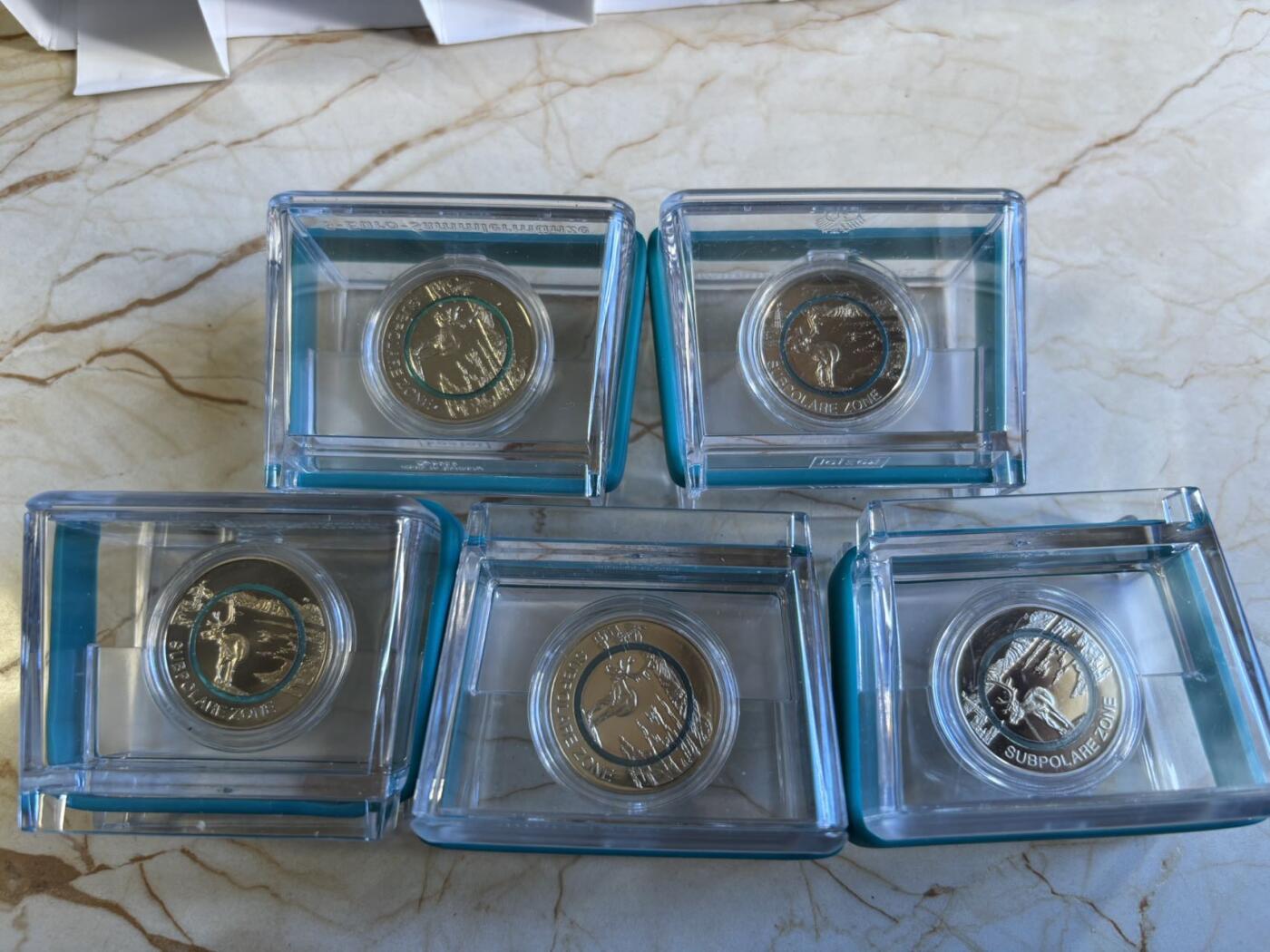 第196期拍卖 德国2020年地球气候带4亚寒带蓝绿环精制币5枚