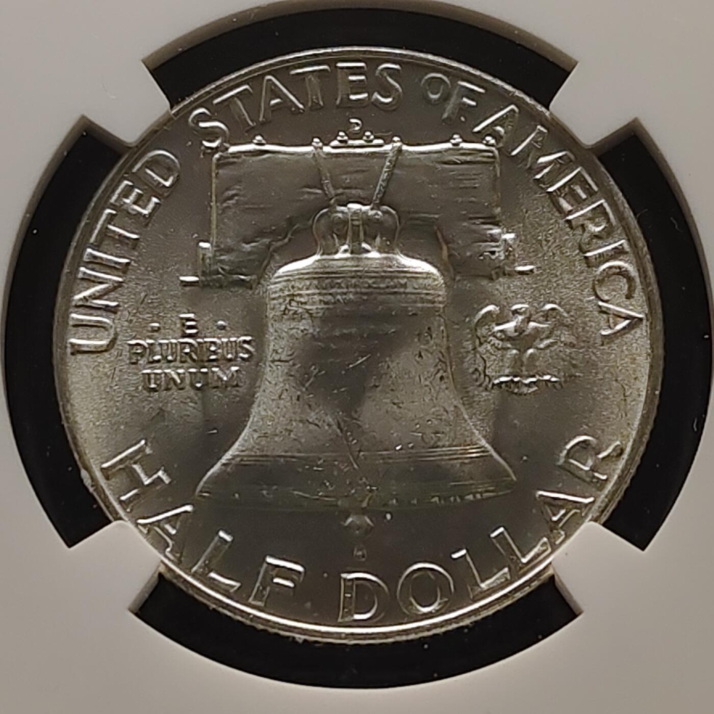 【全场包邮】纯粹捡漏拍519场 美国1959年富兰克林D厂半元银币【31毫米12.5克90%】-NGC MS64