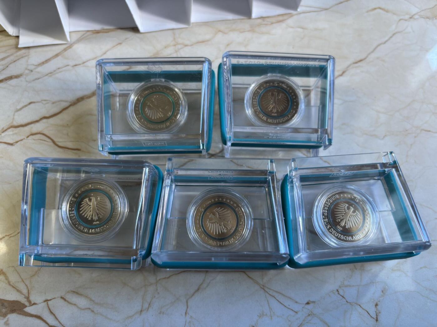 第196期拍卖 德国2020年地球气候带4亚寒带蓝绿环精制币5枚