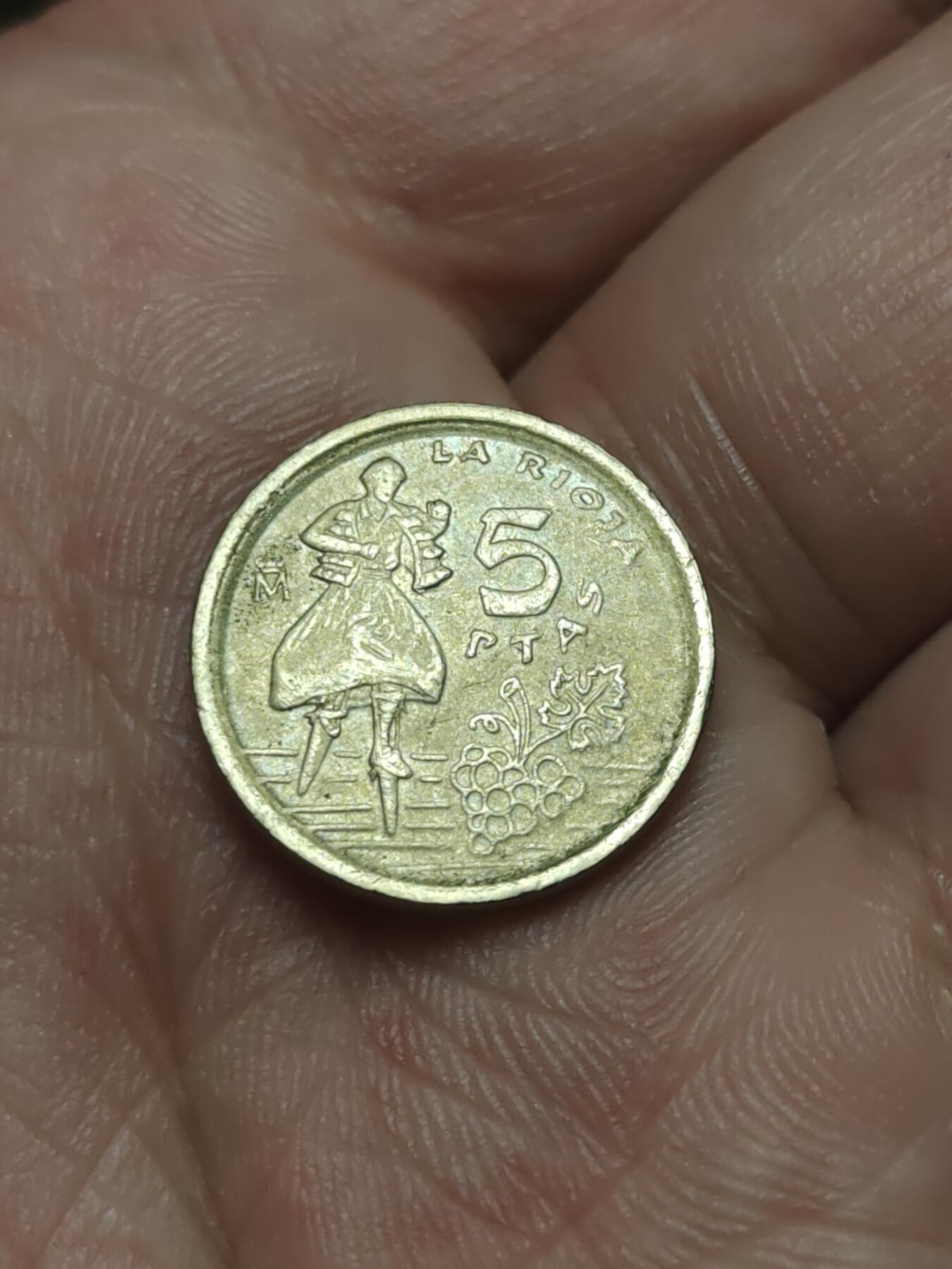 2026年第四十场(总第二百零九场）外国好品散币场(免佣金) 西班牙🇪🇸1996年5比塞塔(拉里奥哈自治区纪念币，盛产世界顶级葡萄酒)