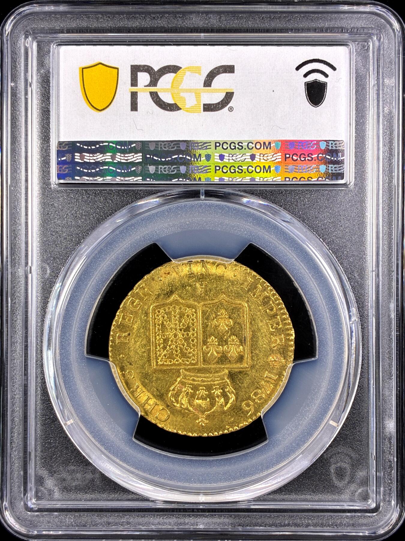 【雨安】【直播拍卖】【第0131期-评级币章】2026-04-04 周六 19:30 (金价1060, 银价18.08)  [评级金铂] France [金币] 法国 2路易金 1786年 路易十六  PCGS-AU58 底板干净, 底光光感强, 严评