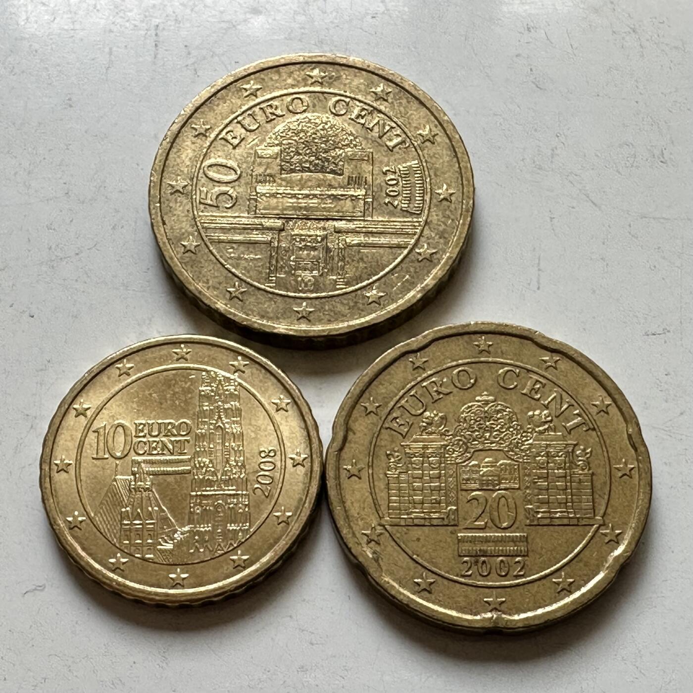 🌹外币初藏🌹🐯2026年第37场   每周二四六晚8️⃣点 接代拍 奥地利 10-20-50欧分3枚组