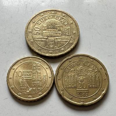 🌹外币初藏🌹🐯2026年第37场   每周二四六晚8️⃣点 接代拍 - 奥地利 10-20-50欧分3枚组