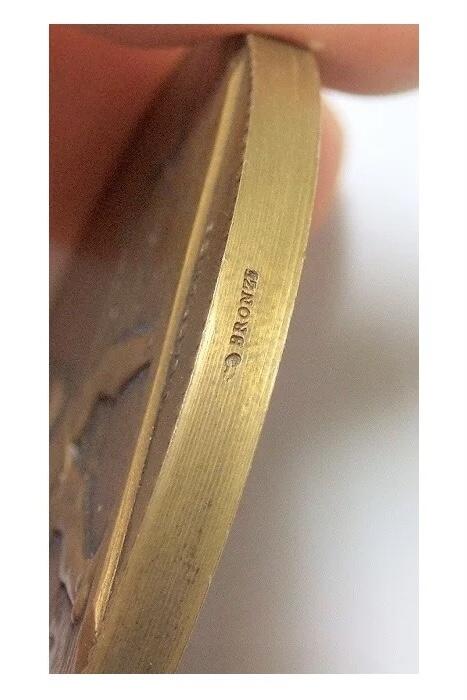 可评级 法国1900年前后 谷物播种男神高浮雕精制大铜章 50MM