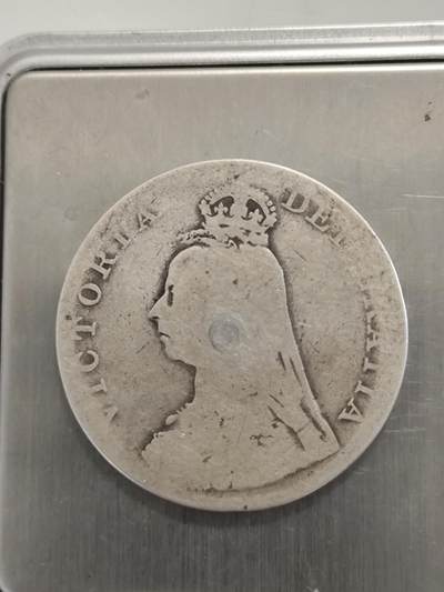 英国银币，1889年，维多利亚高冠像，大不列颠联合王国，双弗洛林银币 - 英国银币，1889年，维多利亚高冠像，大不列颠联合王国，双弗洛林银币