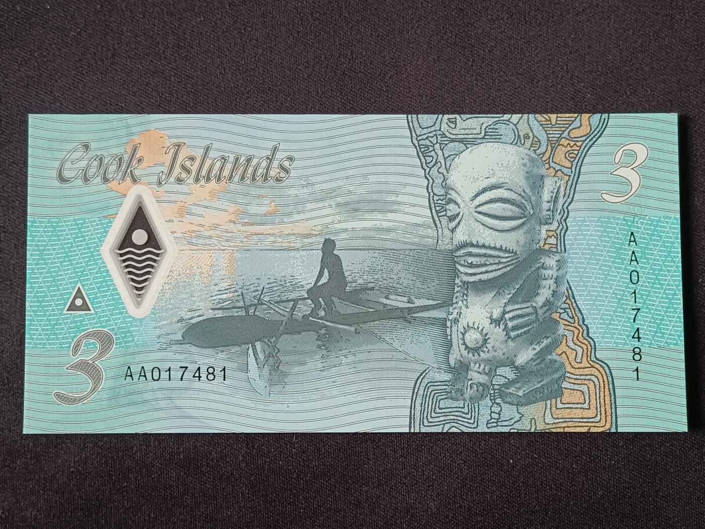 【游宝拍卖】丙午马年第19期 库克群岛-3元【2021年 宪法纪念钞 全新UNC】