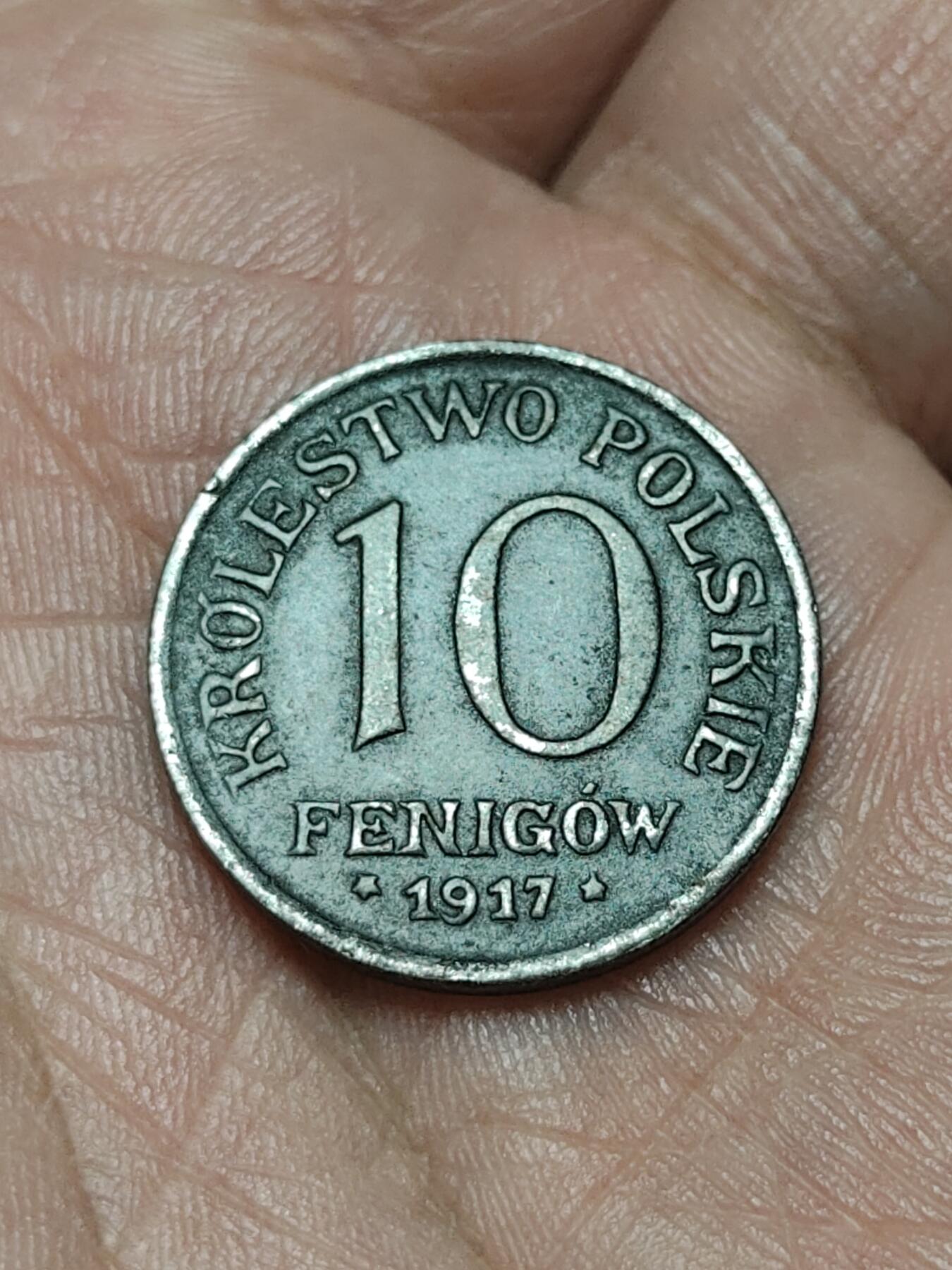 2026年第四十场(总第二百零九场）外国好品散币场(免佣金) 稀少品种–德占波兰1917年10芬妮(legend far from rim–文字远离边缘版，首发年仅发行2年，FF标，斯图加特造