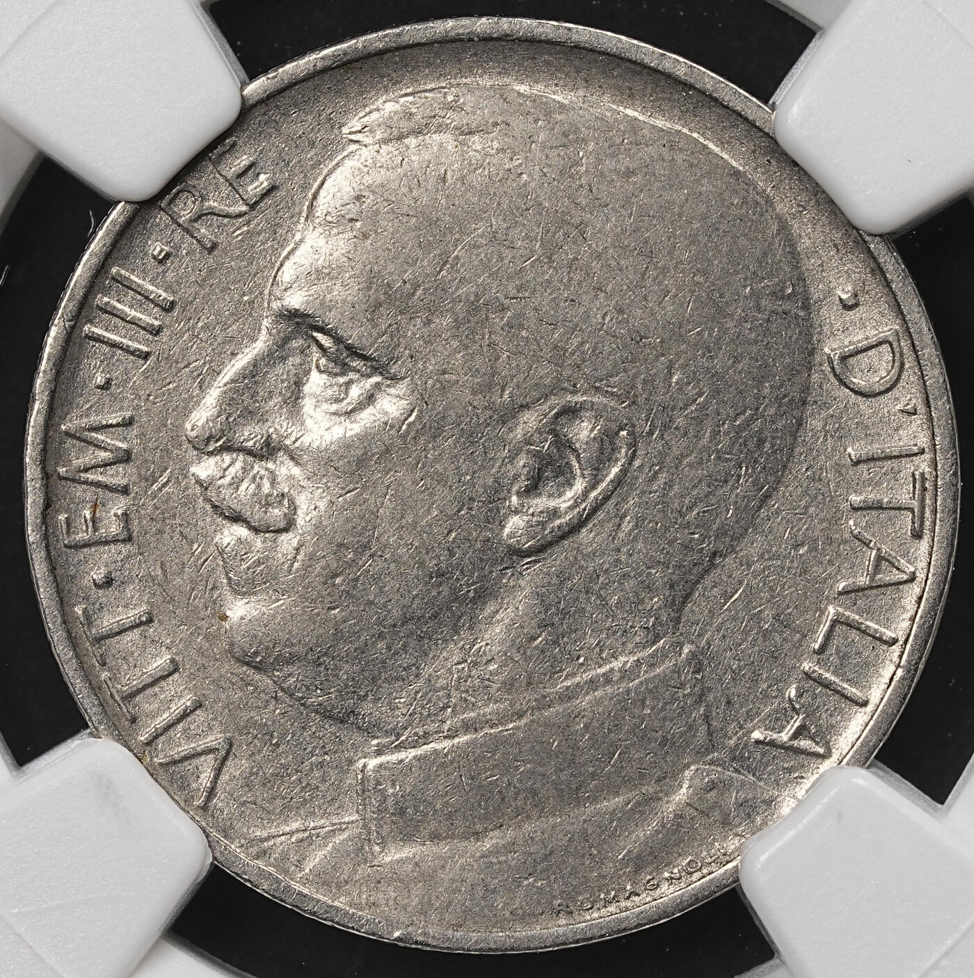 修遠堂世界钱币第110期 NGC XF40 1919年意大利50分，稀少齿边版