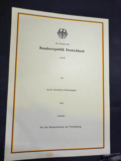 云宸嘉赏-勋臻佳藏四月精品甄选场次（低佣 一元一手） - 德意志联邦共和国（西德）国防部军官任命证书