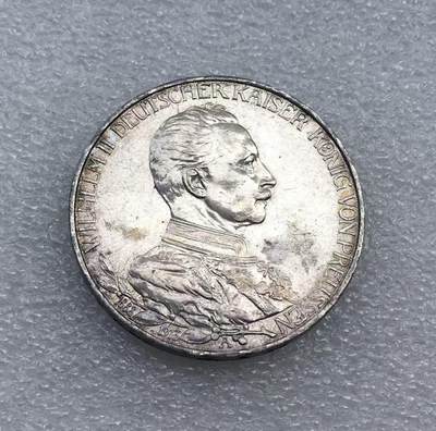 世界钱币专场拍卖 每周二开拍 - 1913年德国普鲁士威廉二世花枝登基3马克银币