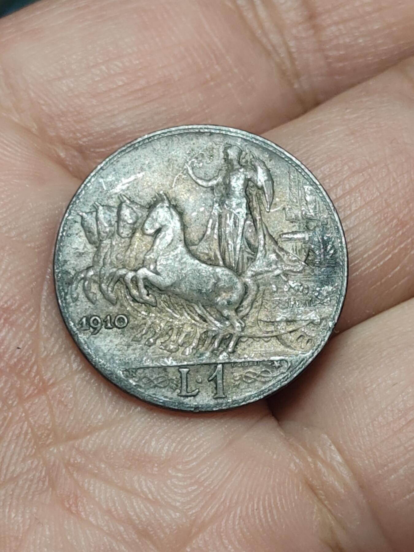 2026年第四十场(总第二百零九场）外国好品散币场(免佣金) 意大利王国1910年1里拉银币(维托里奥·埃马努埃莱三世第二版，R标罗马造，835高银)