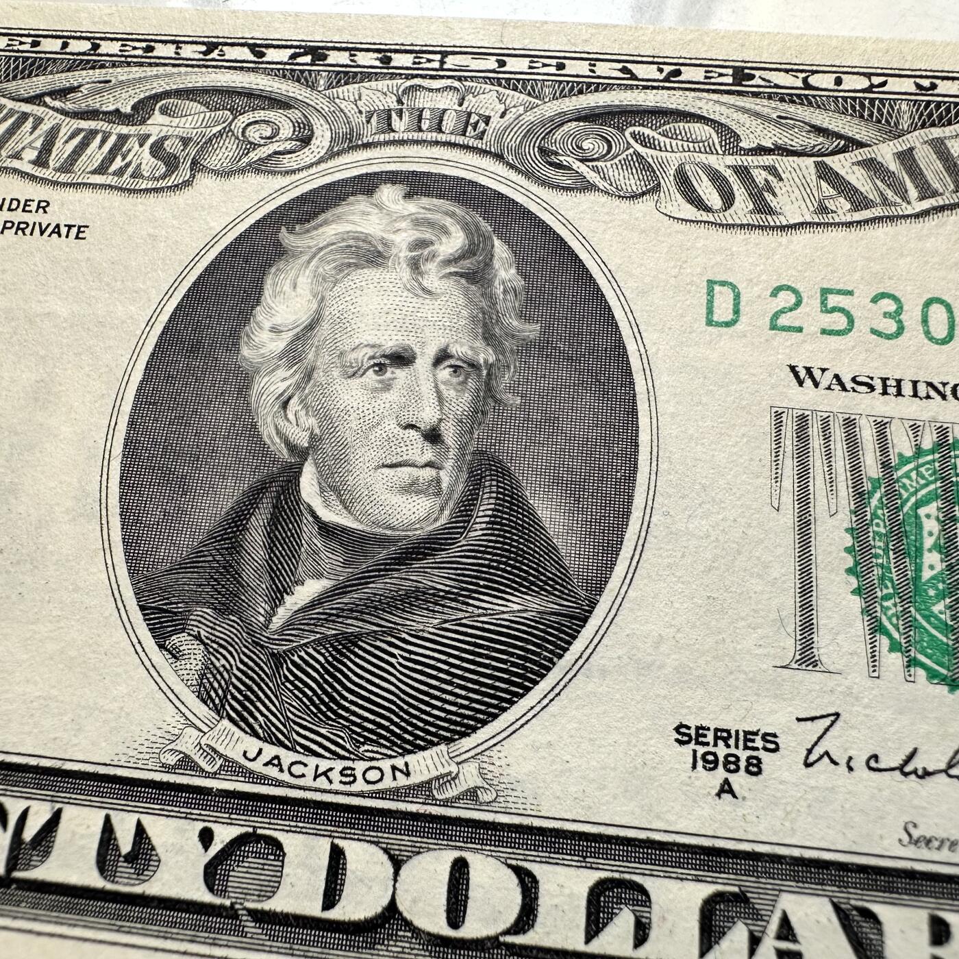 🌹外币初藏🌹🐯2026年第37场   每周二四六晚8️⃣点 接代拍 美国 1988年 20美元 杰克逊