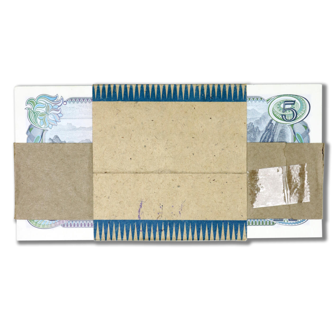 1978年朝鲜-第三版纸币5元菱形红戳版整刀100张菱形红戳版-整刀100张