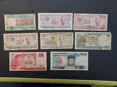 博彦收藏    4月11日 8点 钱币专场 - 越南等外国纸币8枚 流通品
