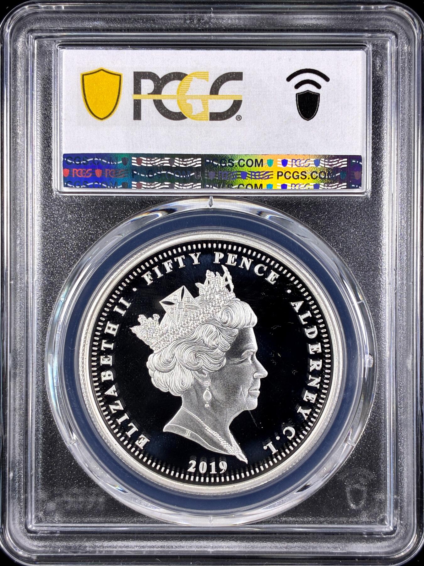 【雨安】【直播拍卖】【第0131期-评级币章】2026-04-04 周六 19:30 (金价1060, 银价18.08)  [评级现代] Alderney 奥尔德尼 50便士 2019年 D-Day PCGS-PR69DCAM 精制币