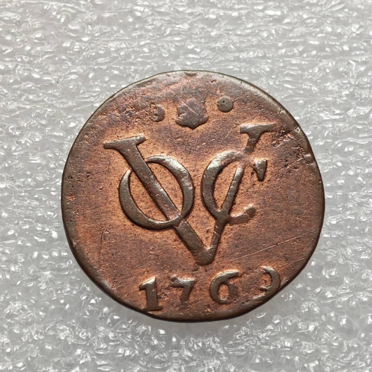  【淘币小摊】限时拍第八百九十二拍   教皇国塞舌尔加纳危地马拉场    每周一统一发货 荷属东印度公司1769年1/2杜伊特铜币好品 km112.1