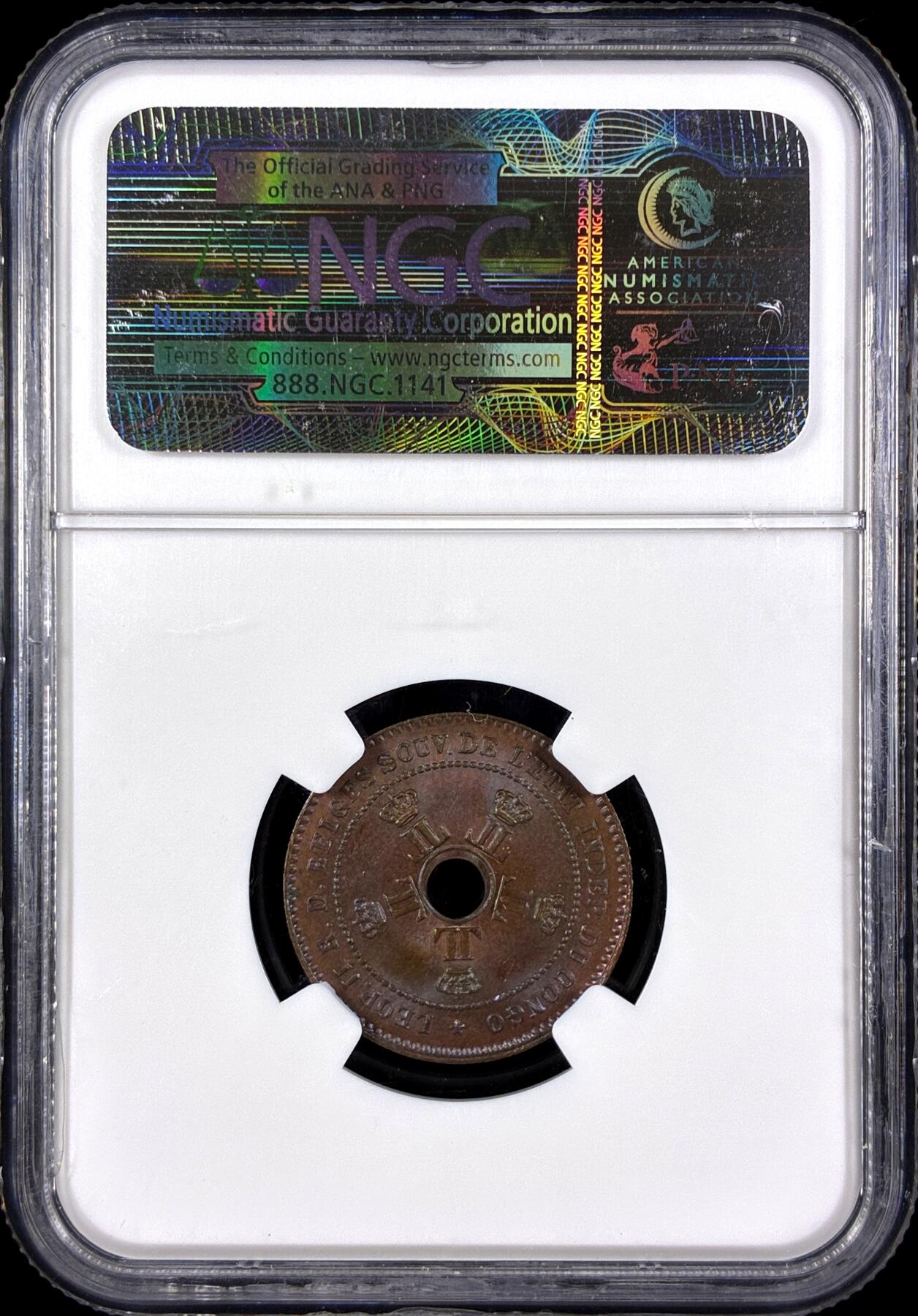 【雨安】【直播拍卖】【第0131期-评级币章】2026-04-04 周六 19:30 (金价1060, 银价18.08)  [评级非洲] Belgian Congo 比属刚果 2分 1888年  NGC-MS64