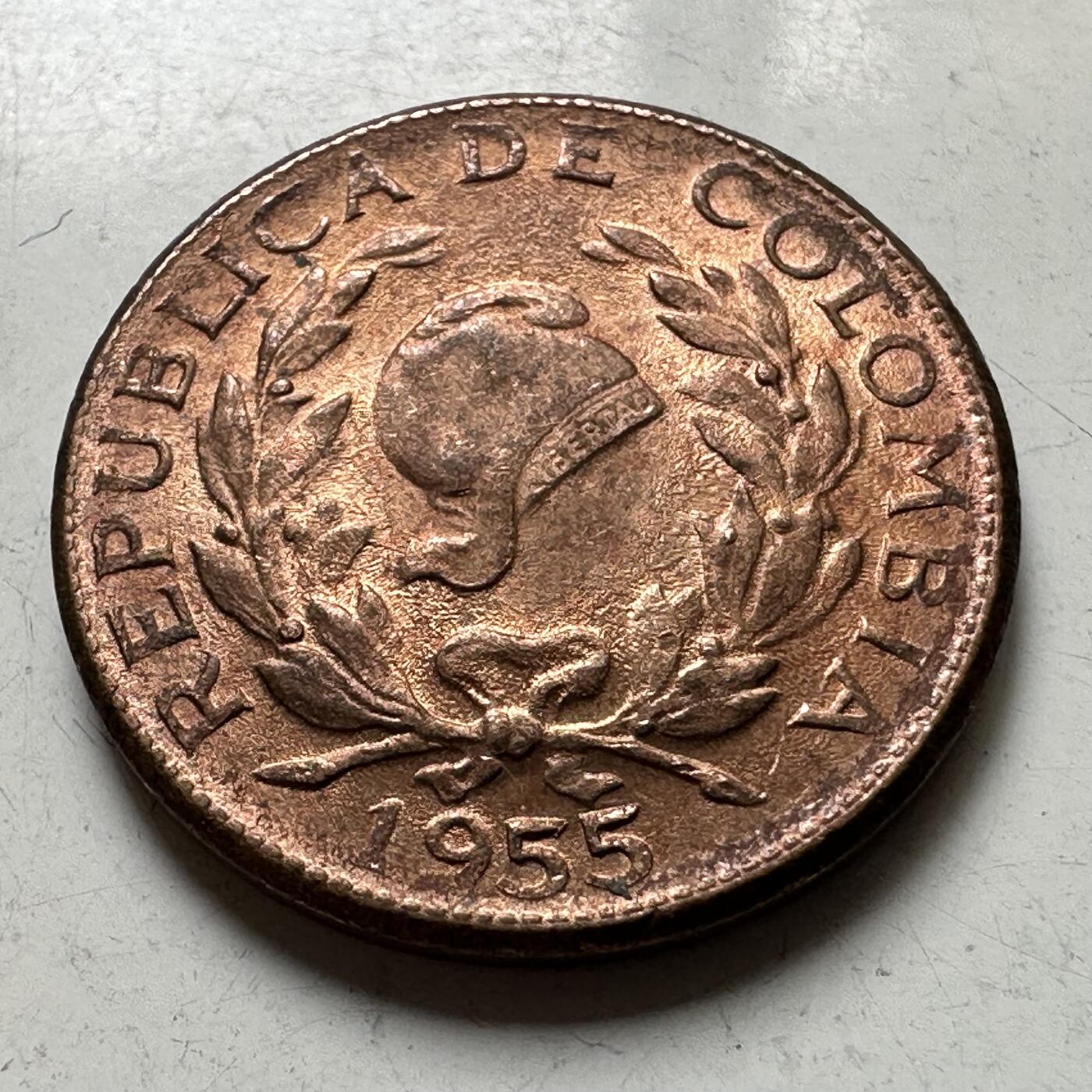 🌹外币初藏🌹🐯2026年第37场   每周二四六晚8️⃣点 接代拍 哥伦比亚1955年五分