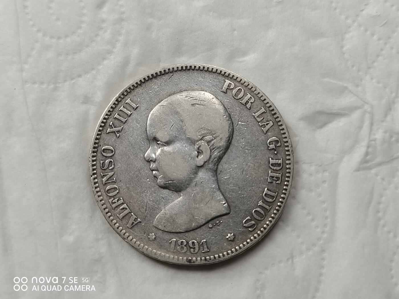 银币 1891年西班牙5比赛塔大银币